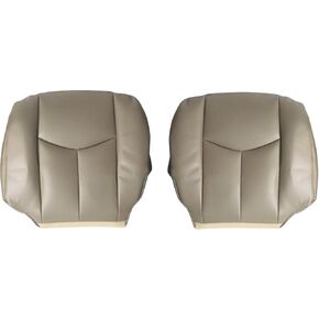 NLQR Front Both Sides Bottom Replacement Seat Covers Medium Neutral Tan 522 Microfiber Leather Compatible with Chevy Silverado Avalanche GMC Sierra 2003 2004 2005 2006 2007