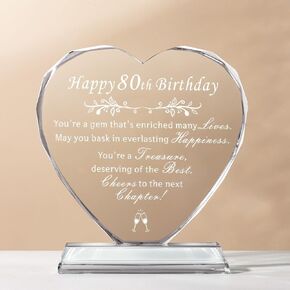 Valentines Day Gifts 80th Birthday Gifts for Women Crystal Present For Grandma 80th Birthday Decorations for Men Gift Ideas for Wife Unique Crystal Love Plaque Gifts for Parents Grandparents Friend