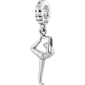 Natarajasana Dancer Yoga Pose Balance Multi-Clasp Clip On Pendant 925 Sterling Silver Charm For Pandora & Other Charm Bracelets/Necklaces/Anklet