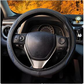 BESULEN Car Steering Wheel Cover, Anti-Slip Soft Breathable Comfortable Durable Sports Style Vehicle Steering Wheel Protector for Men Women, 15 Inch Universal for SUV, Truck, RV, Van（Black/Black）