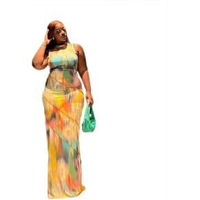AIBEARTY Women's Aesthetic Colorful Tie Dye Maxi Dress Sexy Sleeveless Mock Neck Slim Bodycon Long Party Club Tank Dresses