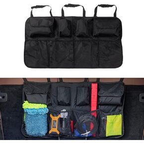 JUSTTOP Car Organizer Backseat Car Storage for SUV Trunk, Car Trunk Tidy Storage Bag with Lids