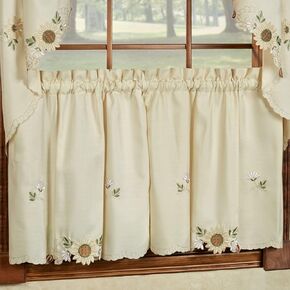 Sweet Home Collection Kitchen Window Tier, Swag, or Valance Curtain Treatment in Stylish and Unique Patterns and Designs for All Home Décor, 24", Sunflower