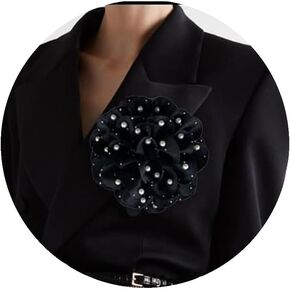 Flower Brooch for Women Extra Large Brooches and Pins for Women Elegant Large Rose Flower Brooches Handmade Dainty Satin Fabric Pearl Brooches Big Camellia Flower Brooch Wedding for Women Dance Dress Suit Clothes Accessories Prom Jewelry Gifts