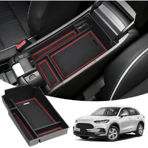 Center Console Organizer Armrest Storage Box Secondary Insert Tray with Anti-Slip Mat Console Armrest Storage Box Premium Armrest Storage Tray (for Honda HRV Black 2023-2025)