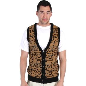 Costume Agent 80's Movie Day Off Button Up Costume Sweater Vest Black/Gold
