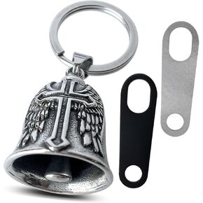 Guardian bell motorcycle，biker keychain biker bells guardian angel for men，motorcycle cross bell，motorcycle wing bell,motorcycle bells for bikers,the bikers lucky charm,bike bells for adults for him