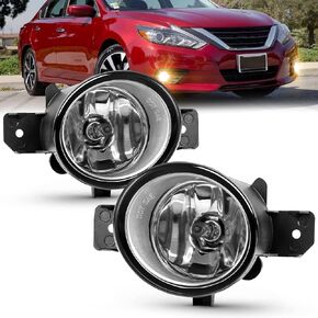 Fog Lights Replacement for 2007-2017 Nissan Altima Sedan, 2012-2019 Versa, 2004-2019 Sentra, 2007-2014 Maxima, 2013-2016 Pathfinder Fog Light Assembly Compatible with H11 12V 55W Bulbs
