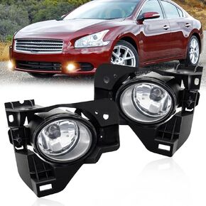 Driving Fog Lights Lamps Assembly Kit for 2009-2014 Nissan Maxima Fog Light Replacement with H11 Halogen Bulbs Switch and Wiring Kit