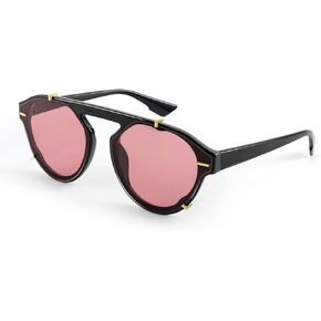 FEISEDY Women Vintage Round Sunglasses Flat Top Studded Frame Simple Luxury Sunglasses Men B2303