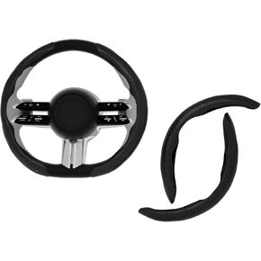 Steering Wheel Cover, Carbon Fiber Car Steering Wheel Cover, 2PCS Segmented Steering Wheel Protector, Universal Auto Parts (Black)
