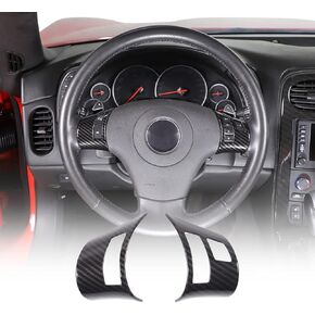 ABS Car Steering Wheel Button Frame Sticker For Chevrolet Corvette C6 2005-2013 Interior Steering Wheel Decoration Accessories (Carbon Fiber)