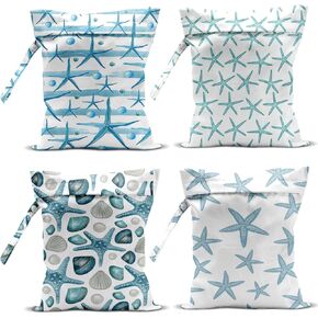 4 Pcs Wet Bag, Wet Dry Bag, Waterproof Bag, Swimsuit, Beach Bag, Wet Bag for Pool, Beach, Diapers, Nanobag, Cruise Ship Essentials, Starfish Accessories Travel Essentials for Women