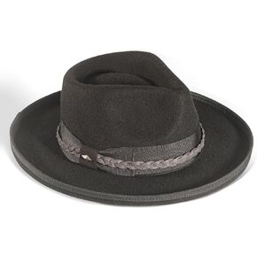Vintage Fedora Firm Wool Felt Panama Hat Classic Rancher for Men Women Wide Brim