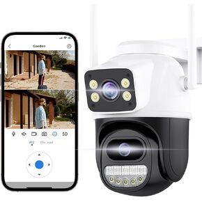 Security Cameras Wireless Outdoor 2.4G WiFi Surveillance Camera Dual Lens Linkage 360°View 4MP Two-Way Talk,AI Detection,Full-Color Night Vision,Auto Tracking,Light Alarm,24/7 Recording