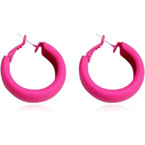 Retro Fashion Exaggerated Geometric Large Round Pink Hoop Earrings Candy Color Earrings for Woman Party Jewelry