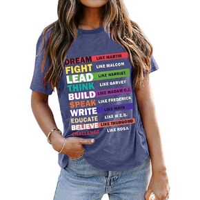 Black History Month Shirt Women Dream Like Martin Print Shirts African American Rights Equality Tee Tops