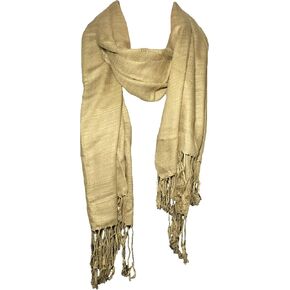 100% Natural Pure Silk Scarf, Solid Color Plain Scarves Soft Winter, Gold