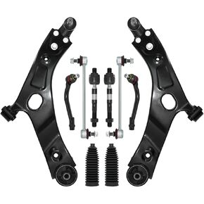 Suspension Kit, Replacement For Control Arms with Ball Joint Sway Bar Link Tie Rods Boots Compatible With 2010-2013 Hyundai Tucson 2011-2013 Kia Sportage