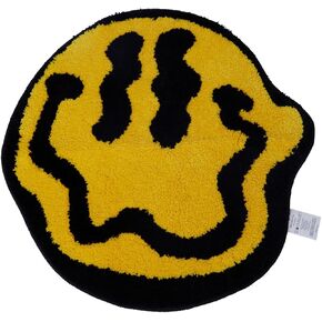 Trippy Smiley Face Rug | 26 Inch Pink Retro Non-Slip Rug | Soft, Vibrant, and Washable Y2K Rug for Y2K Decor | Hypebeast Cool Rugs for Bedroom, Playroom, Dorms and Bathrooms