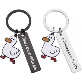 Cartoon Duck 2 Metal duck Lovers Gift Animal Keychain Fashion keychain Portable keychain Gift for kids and husbands and girlfriends, 7X10X0.30cm/ 2.75X3.93X0.11in