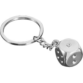 Bright Silver Creative Metal Six-sided Dice Car Keychain Alloy Key Ring Pendant Decor Gift,y2k Keychain Dice Keychain Car Keychain Accessories and Charms for Women Men