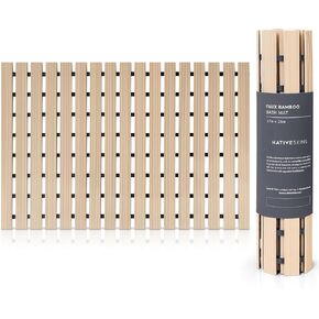 NativeSkins Faux Bamboo Bath Mat, Non-Slip Safety Lining, Bamboo Shower Mat, Waterproof, Quick-Drying, Mat for Spa, Sauna, Bamboo Mat, Teak Bath mat, Bamboo Rug - Large 16.9 x 30.7 in