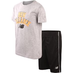 New Balance Boys' Active Shorts Set - 2 Piece Performance T-Shirt and Gym Shorts (4-12), Size 56, BlackRed