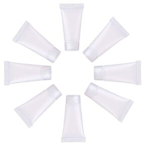 Mose Cafolo ~ 100pcs 10ml (0.34oz) Empty Cosmetic Tubes Toiletry Lotion Bottle with Screw Cover. Smooth, Polish White Plastic with Free Syringe as Gift!
