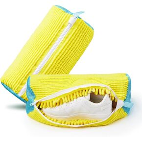 Shoe Washing Machine Bags, Shoes Laundry Bag for Shoes Sneaker, Reusable Shoe Cleaning Bag for All Shoe Types Washer and Dryer (Yellow, 2 Pcs)