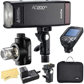 Godox AD200 Pro Godox AD200Pro and Godox XProII-C Flash Trigger for Canon Camera,TTL 2.4G HSS 1/8000s,2900mAh Battery,500 Full Power Flashes,0.01-1.8s Recycling