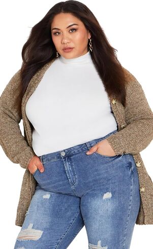 AVENUE Women's Plus Size Cardi Amber Boucle in Saudi Arabia