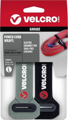 VELCRO Brand Power Cord Wraps, Slotted Grommet, 24 Inch, 2 Pack in Kuwait