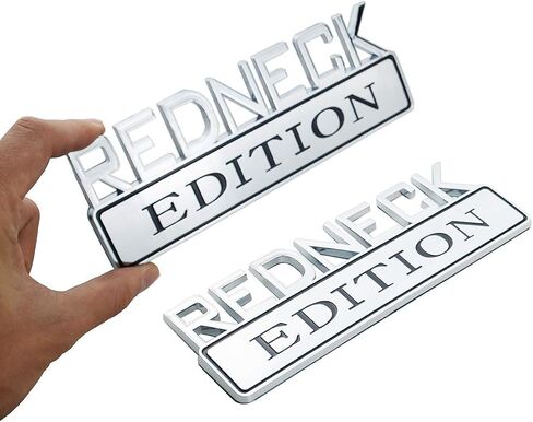2x Big Size RedNeck Edition Emblems Truck Exterior Badge 3D Red Neck Sticker Nameplate Replacement for GMC Chevy F Series Car Trucks Universal Stickers (Chrome Black) in Saudi Arabia