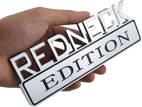 2x Big Size RedNeck Edition Emblems Truck Exterior Badge 3D Red Neck Sticker Nameplate Replacement for GMC Chevy F Series Car Trucks Universal Stickers (Chrome Black) in Saudi Arabia