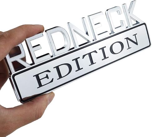 2x Big Size RedNeck Edition Emblems Truck Exterior Badge 3D Red Neck Sticker Nameplate Replacement for GMC Chevy F Series Car Trucks Universal Stickers (Chrome Black) in Saudi Arabia