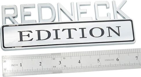 2x Big Size RedNeck Edition Emblems Truck Exterior Badge 3D Red Neck Sticker Nameplate Replacement for GMC Chevy F Series Car Trucks Universal Stickers (Chrome Black) in Saudi Arabia