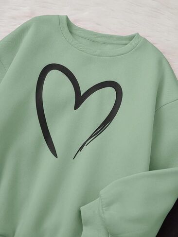OYOANGLE Girl's Sweatsuit Set 2 Piece Heart Print Long Sleeve Sweatshirts and Joggers Sweatpants Tracksuit in Saudi Arabia