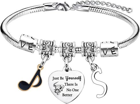 Inspirational Bracelets with Letter A-Z Initial Bracelet Music Gifts for Singer Fans Gifts Just Be Yourself Gifts for Music Lovers Gifts for Fans Musicians in Kuwait