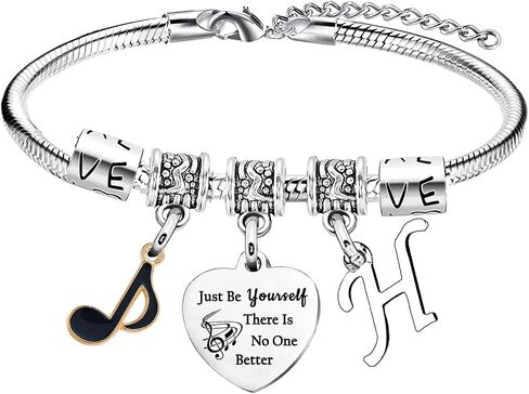 Inspirational Bracelets with Letter A-Z Initial Bracelet Music Gifts for Singer Fans Gifts Just Be Yourself Gifts for Music Lovers Gifts for Fans Musicians in Kuwait