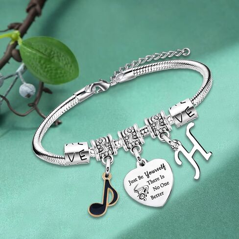 Inspirational Bracelets with Letter A-Z Initial Bracelet Music Gifts for Singer Fans Gifts Just Be Yourself Gifts for Music Lovers Gifts for Fans Musicians in Kuwait