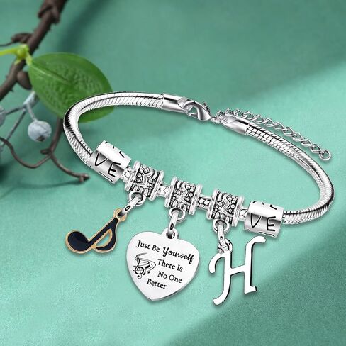 Inspirational Bracelets with Letter A-Z Initial Bracelet Music Gifts for Singer Fans Gifts Just Be Yourself Gifts for Music Lovers Gifts for Fans Musicians in Kuwait