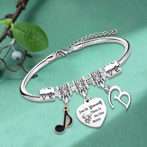 Inspirational Bracelets with Letter A-Z Initial Bracelet Music Gifts for Singer Fans Gifts Just Be Yourself Gifts for Music Lovers Gifts for Fans Musicians in Kuwait