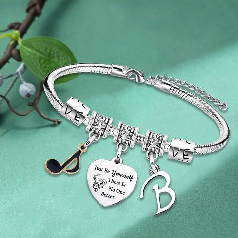 Inspirational Bracelets with Letter A-Z Initial Bracelet Music Gifts for Singer Fans Gifts Just Be Yourself Gifts for Music Lovers Gifts for Fans Musicians in Kuwait