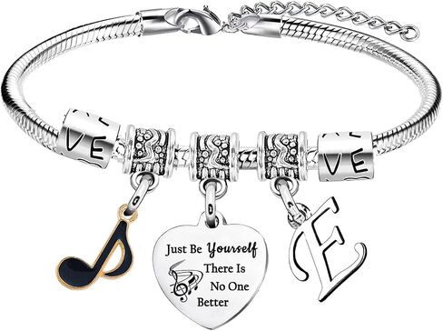 Inspirational Bracelets with Letter A-Z Initial Bracelet Music Gifts for Singer Fans Gifts Just Be Yourself Gifts for Music Lovers Gifts for Fans Musicians in Kuwait