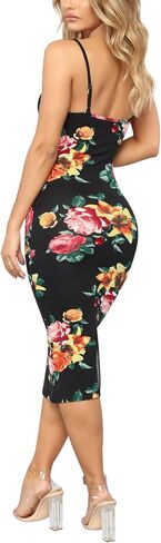 Bonkwa Women Sexy Bodycon Dresses Sleeveless Adjustable Spaghetti Straps Dress Square Neck Tie Dye Midi Dress with Slit Back in Saudi Arabia