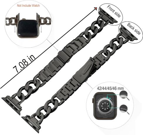 38/40/41/42MM(Series 11/10)/44/45/46MM Women Cool Chain Metal Smartwatch Bands Compatible for Apple Watch Bands Series 11/ SE3/10/9/8/7/6/5 Stylish Adjustable Replaceable Bracelet for Iwatch S11/10/9/8/7 in Kuwait