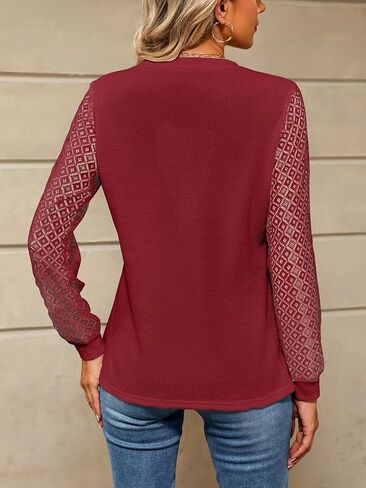 قمصان عمل نسائية من IHOT بأكمام طويلة من الدانتيل كاجوال أنيقة ومتماسكة للعمل في الخريف in Kuwait