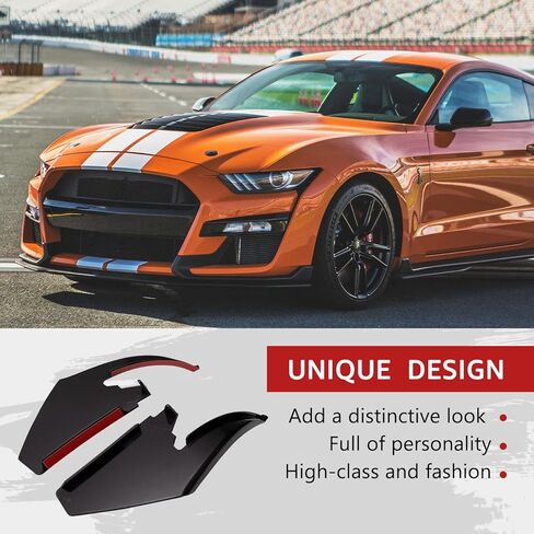 طائرات الغوص ذات المصد السفلي الأمامي من HAKA TOUGH لعام 2018 2019 2020 2021 2022 ملحقات Ford Mustang GT/Ecoboost، جانب الناشر من Canard Front Bumper Splitter Spoiler Trim، أسود، جانب السائق والراكب in Kuwait
