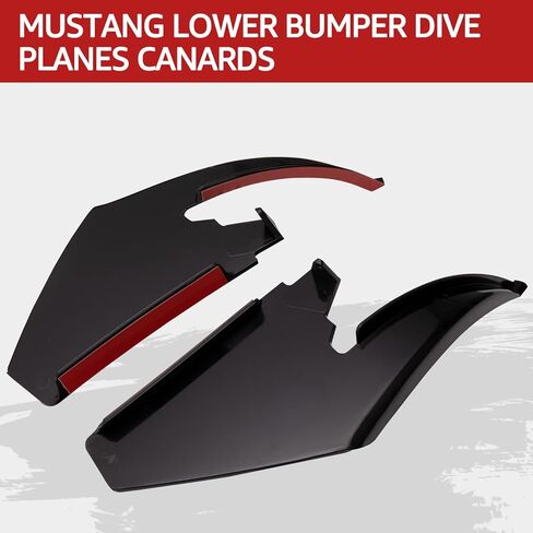 طائرات الغوص ذات المصد السفلي الأمامي من HAKA TOUGH لعام 2018 2019 2020 2021 2022 ملحقات Ford Mustang GT/Ecoboost، جانب الناشر من Canard Front Bumper Splitter Spoiler Trim، أسود، جانب السائق والراكب in Kuwait